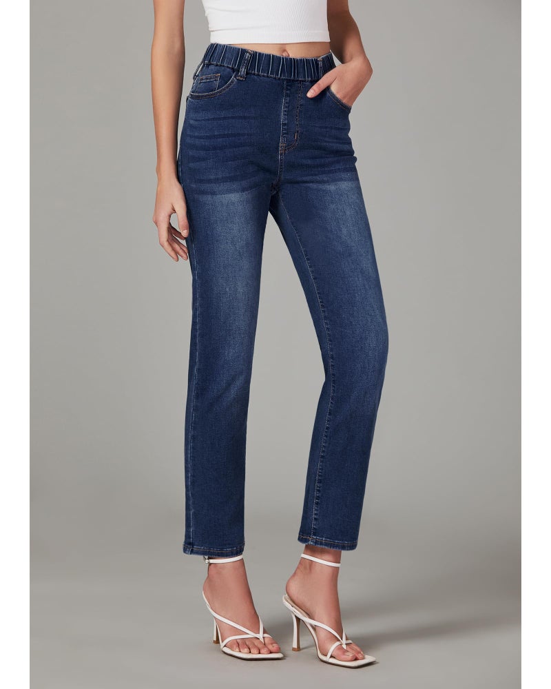 GRAPENT Women's Clothing Pantalones De Mujer Womens Trendy Clothes Pantalones De Mujer Cintura Alta Womens Jeans Elastic Waist Women Jeans Color Darkness Blue X-Large Size 16 Size 18 - Image 4