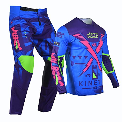 Willbros Motocross Jersey Pants Combo Mens Dirt Bike Offroad MX Gear Set Riding Racewear Women Adult Purple Jersey XXL Pants 38 - Image 3