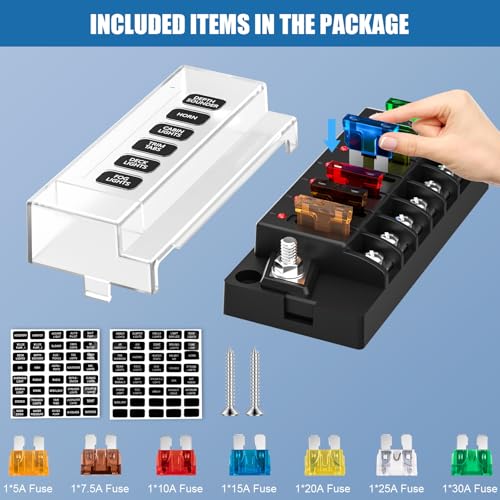 Siapupy 12V/24V 6-Circuit Waterproof Marine Fuse Box with LED Indicator, ATO Blade Fuse Block for Automotive, Marine, Truck, Car, Boat, RV - Image 3