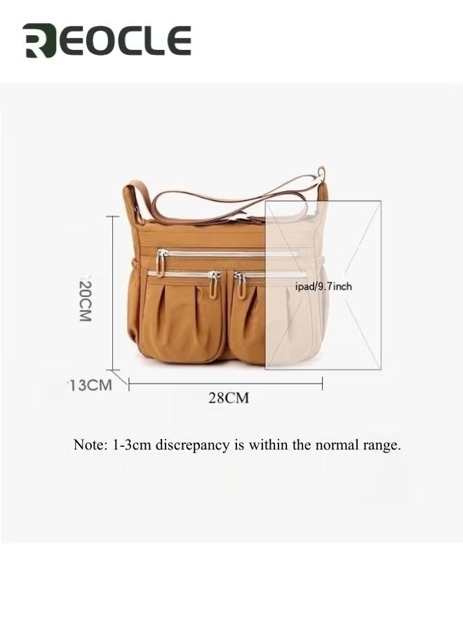 ريوكل حقيبة كروس بودي نسائية مقاومة للماء مع جيوب متعددة وحقيبة رسول حقيبة نايلون خفيفة الوزن حقيبة يد - Image 4