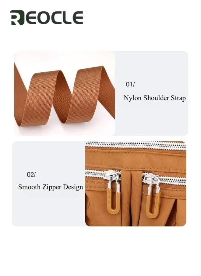 ريوكل حقيبة كروس بودي نسائية مقاومة للماء مع جيوب متعددة وحقيبة رسول حقيبة نايلون خفيفة الوزن حقيبة يد - Image 2