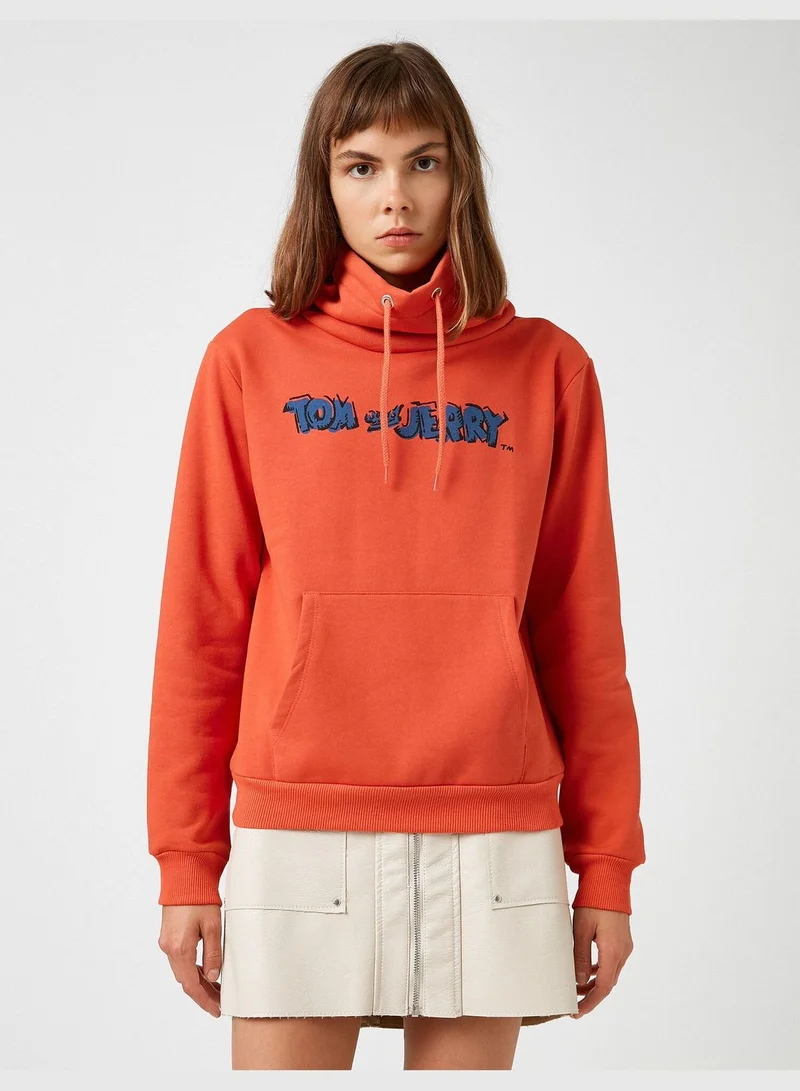 KOTON Warner Bros Licensed Tom & Jerry Printed Hooded Sweatshirt