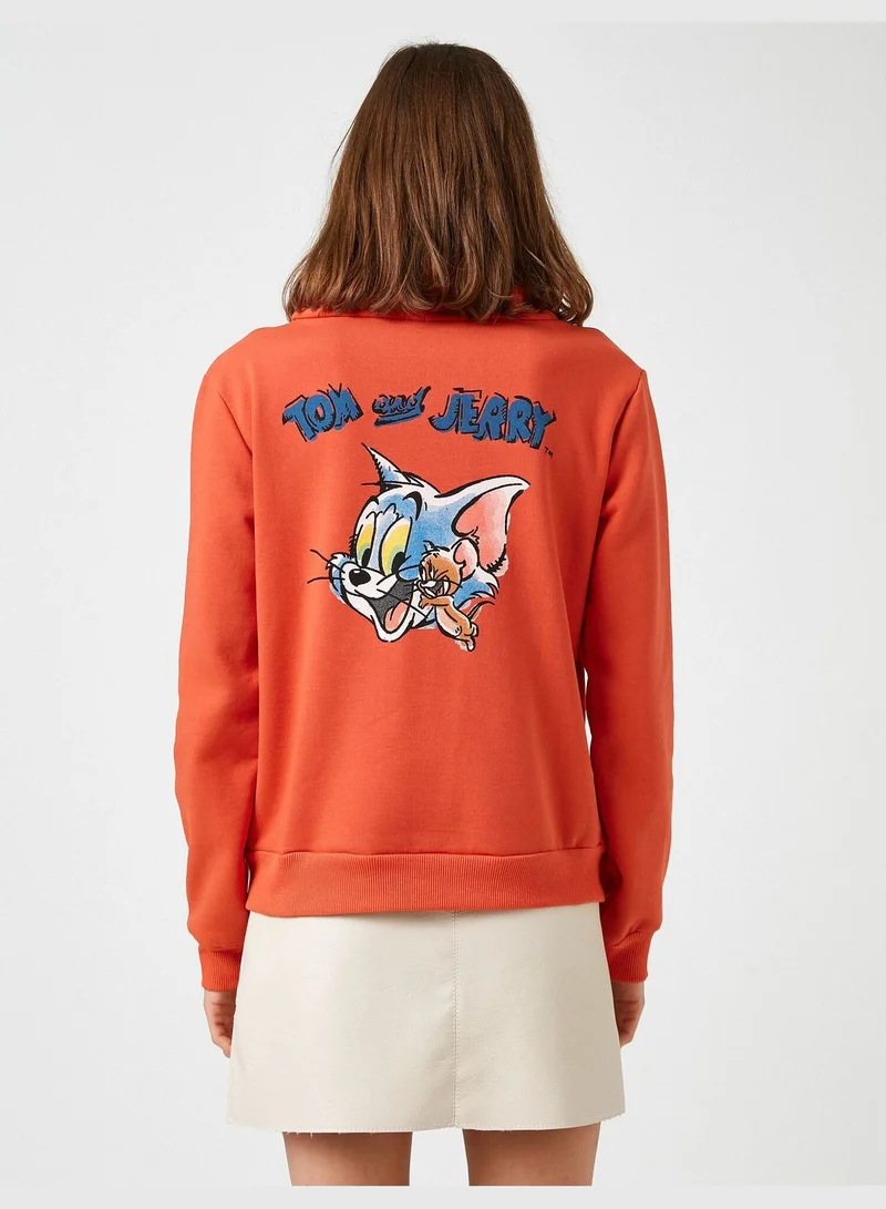KOTON Warner Bros Licensed Tom & Jerry Printed Hooded Sweatshirt