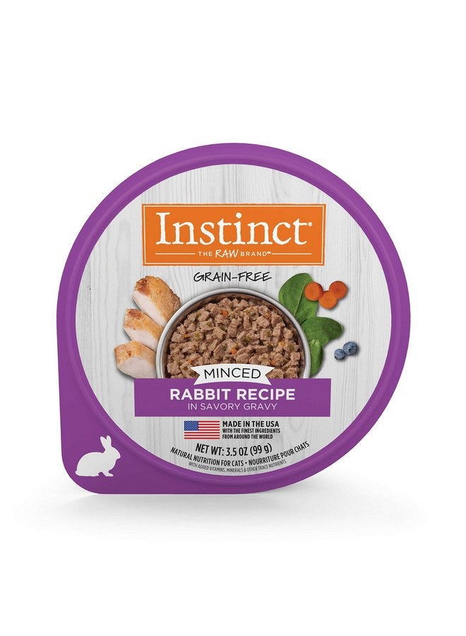 غريزة طعام القطط الرطب الطبيعي من Instinct Grain Free Minced Recipe مع Real Rabbit، 3.5 أونصة (علبة تحتوي على 12 كوبًا) - Image 1