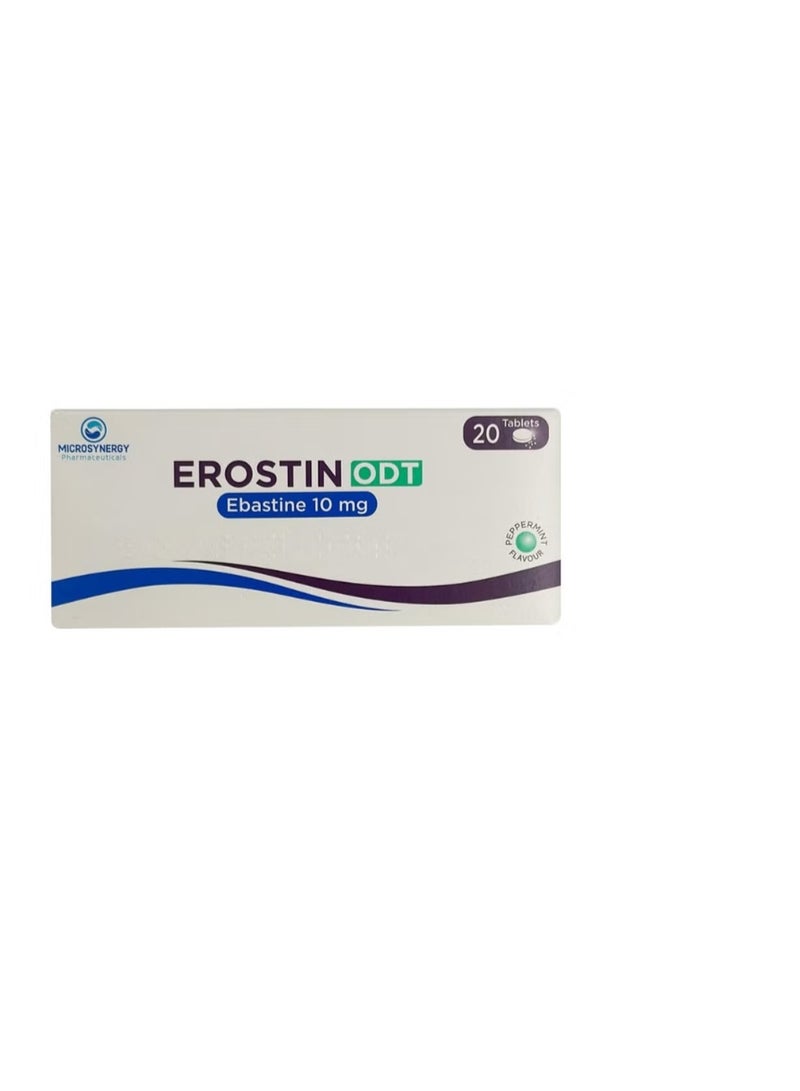 Erostin 10mg Orodispersible Peppermint Flavour Allergy Relief - 20 Tablets