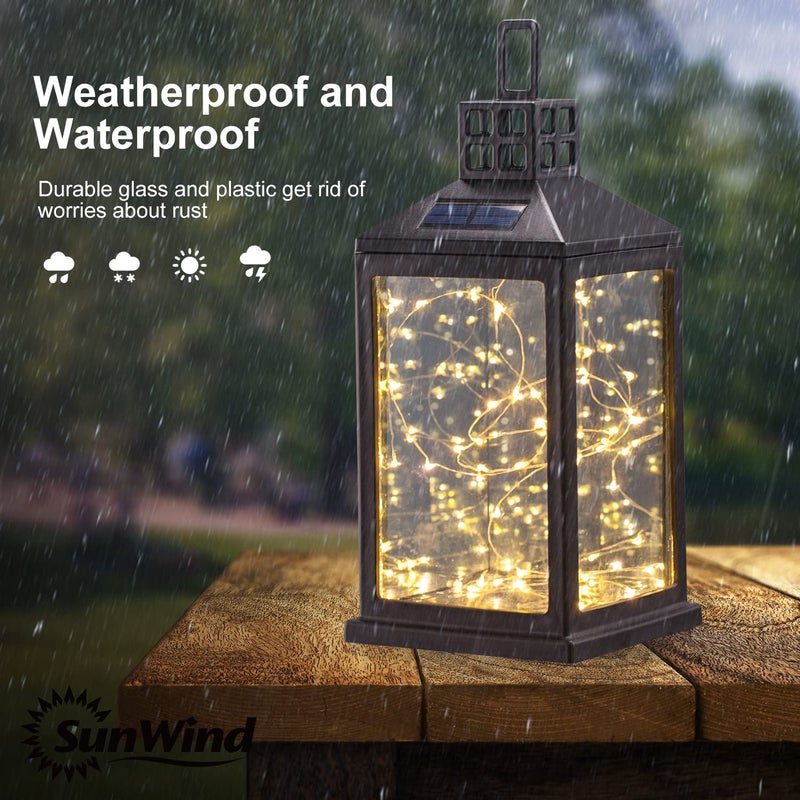 SUNWIND Solar Lantern Lights Outdoor SUNWIND Waterproof Solar Table Lamp Hanging Lighting with 40 Warm White LEDs for Garden Patio Landscape Decoration - Image 2