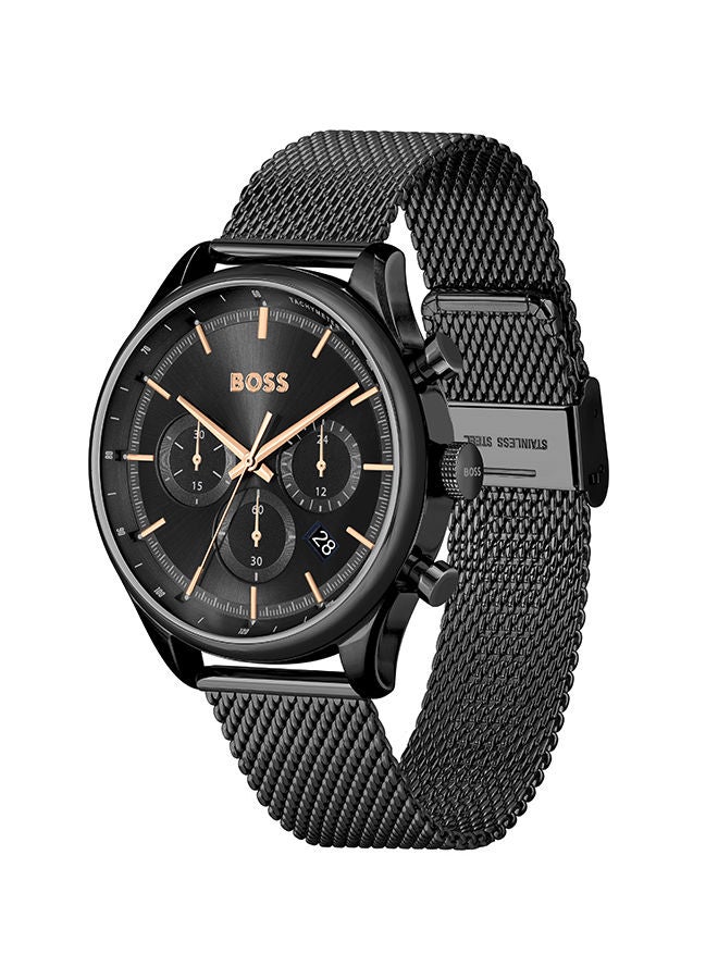 BOSS ساعة يد كرونوغراف دائرية من الستانلس ستيل للرجال 1514065 - 45 ملم - Image 2