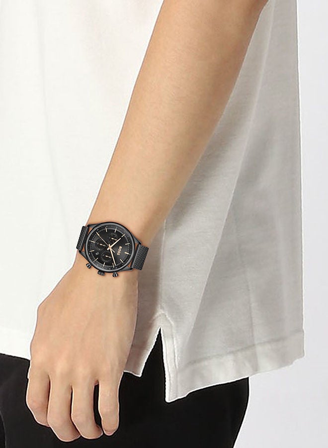 BOSS ساعة يد كرونوغراف دائرية من الستانلس ستيل للرجال 1514065 - 45 ملم - Image 4