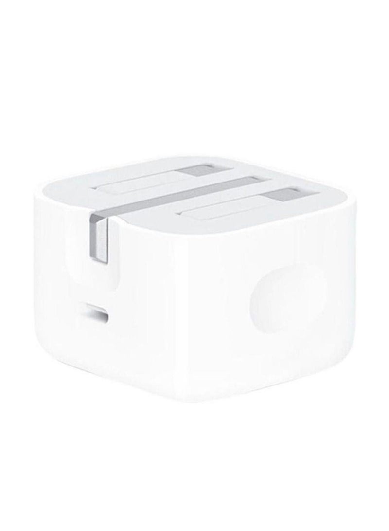عام محول طاقة للشحن السريع بقدرة 20 وات مع منفذ USB-C باللون الأبيض - Image 3