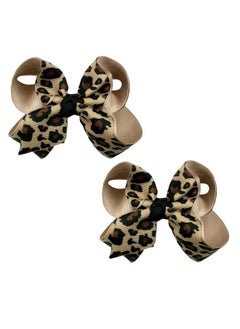 VEICOSTT Leopard Print Bow for Women Hair Bow Hair Clip Leopard Hair Accessories for Girls Double Layer Hair Bow Clips 2 Pack ZFJ55 (Pattern A)  - Image 1
