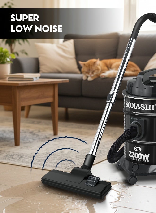 Sonashi Vacuum Cleaner 2200W | 21L Dust Capacity with Multi-Stage Filtration | Strong 23KPA Suction Power & Super Low Noise | Blow Function, Dust Full Indicator & Telescopic Tube | Easy Movement with Basement Wheels | SVC-9008D Black 21 L 2200 W SVC-9008D black - Image 5