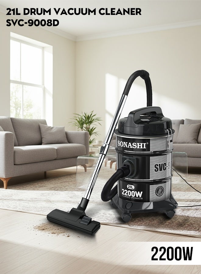 Sonashi Vacuum Cleaner 2200W | 21L Dust Capacity with Multi-Stage Filtration | Strong 23KPA Suction Power & Super Low Noise | Blow Function, Dust Full Indicator & Telescopic Tube | Easy Movement with Basement Wheels | SVC-9008D Black 21 L 2200 W SVC-9008D black - Image 1