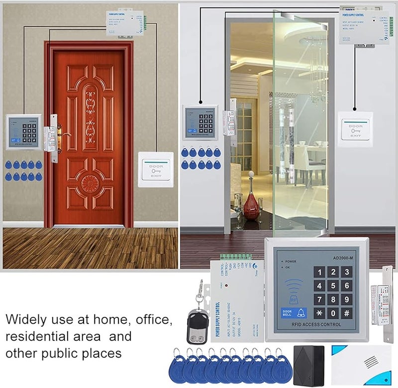 مجموعة نظام التحكم في الوصول بالضربة الكهربائية مع لوحة المفاتيح وبطاقة وكلمة المرور والتحكم عن بعد لأمن المكتب - Image 3