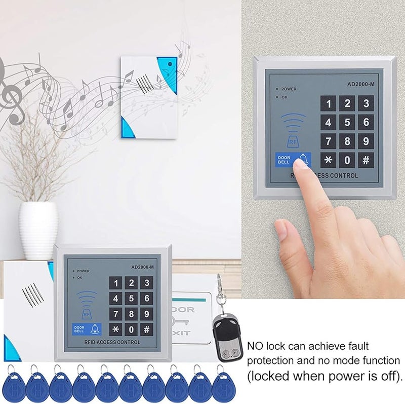 مجموعة نظام التحكم في الوصول بالضربة الكهربائية مع لوحة المفاتيح وبطاقة وكلمة المرور والتحكم عن بعد لأمن المكتب - Image 4