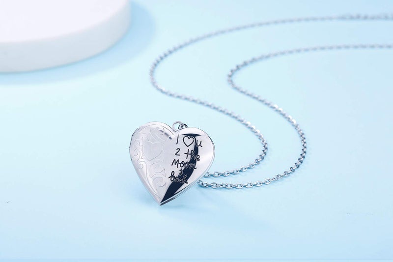 Hutou Locket Necklace That Holds Pictures I Love You to the Moon and Back Photo Memory Lockets Necklaces (I Love You to the Moon and Back) - Image 4