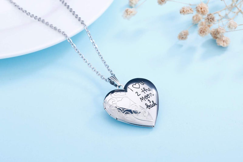 Hutou Locket Necklace That Holds Pictures I Love You to the Moon and Back Photo Memory Lockets Necklaces (I Love You to the Moon and Back) - Image 3
