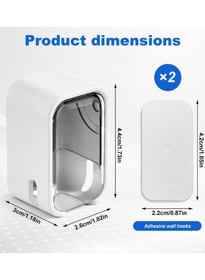 2 Pack Mini Toothbrush Holder Wall Mounted With Cover, Single Slot Toothbrush Storage Organizer For Shower, Compact Toothbrush Holders For Bathroom & Travel, Ideal For Family Tooth Brushes - Image 2