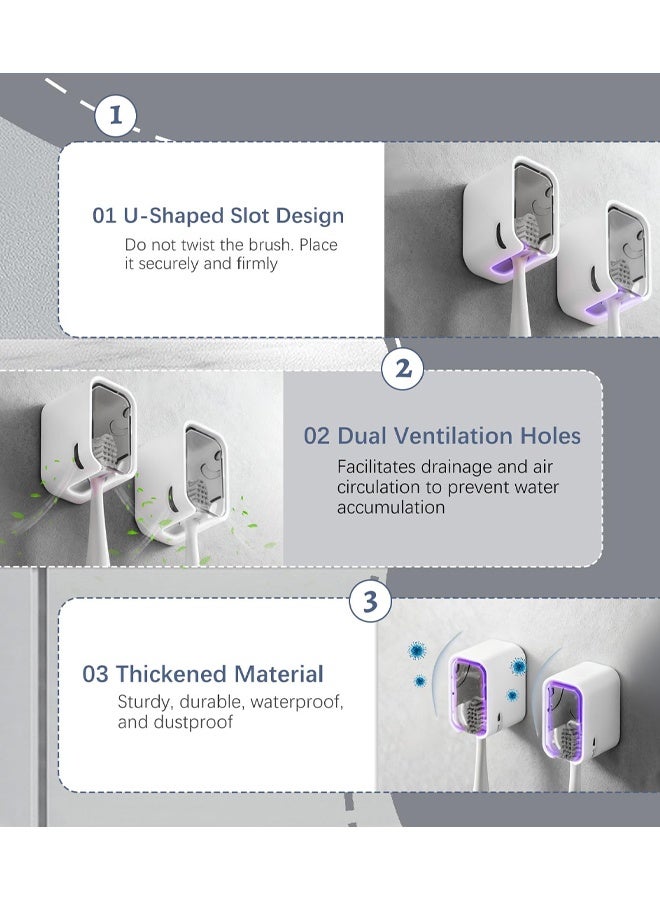 2 Pack Mini Toothbrush Holder Wall Mounted With Cover, Single Slot Toothbrush Storage Organizer For Shower, Compact Toothbrush Holders For Bathroom & Travel, Ideal For Family Tooth Brushes - Image 3