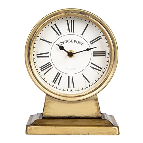 Creative Co-Op Vintage Metal Mantel Clock, Gold Finish - Image 5