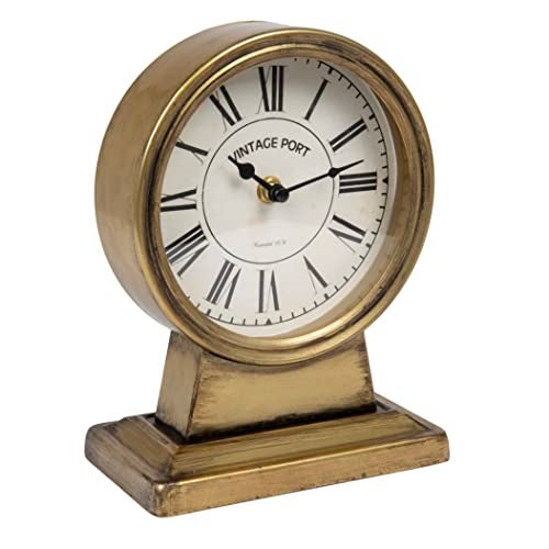 Creative Co-Op Vintage Metal Mantel Clock, Gold Finish - Image 1