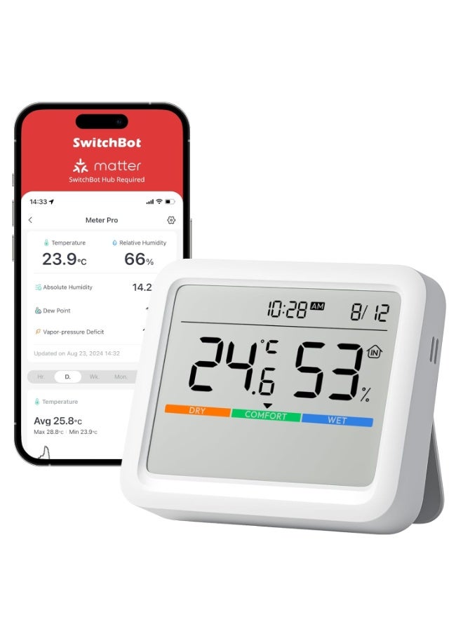 SwitchBot Meter Pro Digital Hygrometer & Thermometer – Smart Wireless Indoor Temperature & Humidity Monitor with Bluetooth App Control, Real-Time Alerts, High Accuracy Sensor - Image 1
