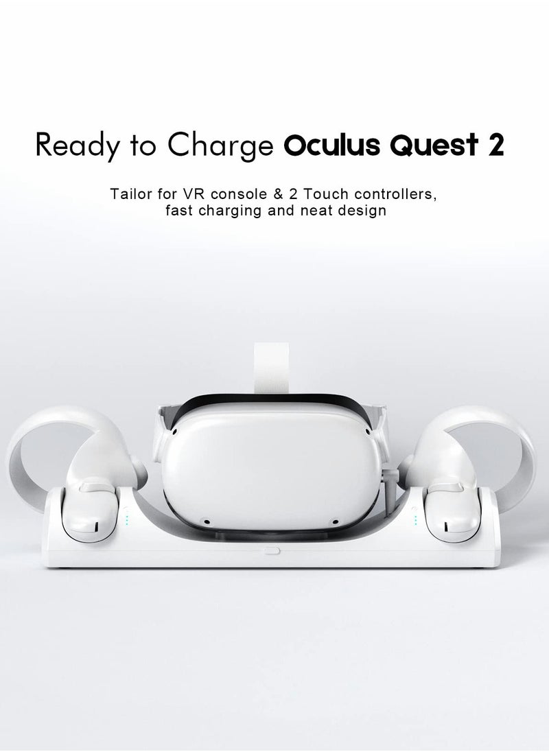 KASTWAVE Charging Dock for Oculus Quest 2 / Meta Quest 2 with LED Light, Magnetic Charging Station for VR Headset and Touch Controllers, with 2 Rechargeable Batteries/Type-C Charger Cable  - Image 4
