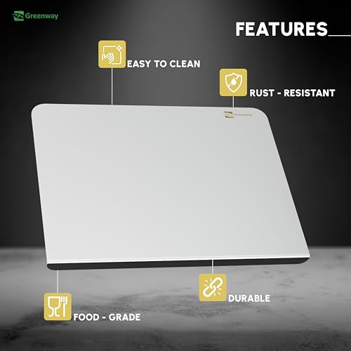 Greenway Stainless Steel Chopping Board with Kitchen Lip 41 x 31 cm Food Grade Cutting Board Heavy Duty Non Slip Rust Resistant Easy to Clean Durable Metal Cutting Surface for Kitchen Cooking - Image 5