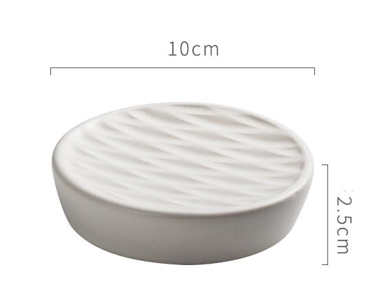 UMAI Premium Ceramic Soap Dish Holder | Easy to Clean & Moisture Resistant | for Bathroom Kitchen Sink | Scratch Proof Round Soap Case | White - Image 2