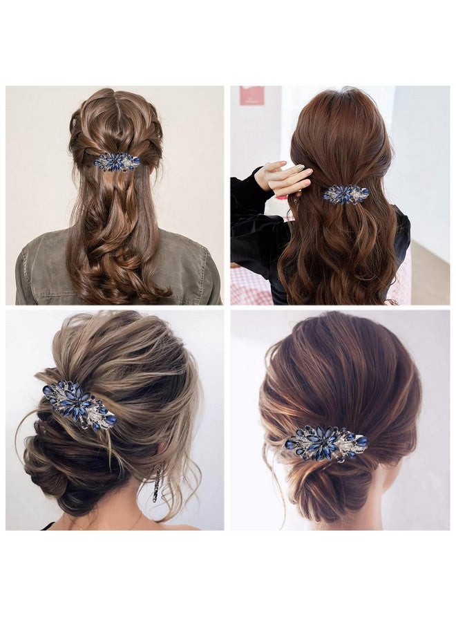 ماي كرييت مشابك شعر MAYCREATE للنساء، مشابك مركزية مزينة بأحجار الراين، مشابك شعر أنيقة ربيعية، مشابك شعر خلفية، لون أزرق - Image 4