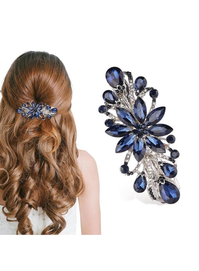 ماي كرييت مشابك شعر MAYCREATE للنساء، مشابك مركزية مزينة بأحجار الراين، مشابك شعر أنيقة ربيعية، مشابك شعر خلفية، لون أزرق - Image 1
