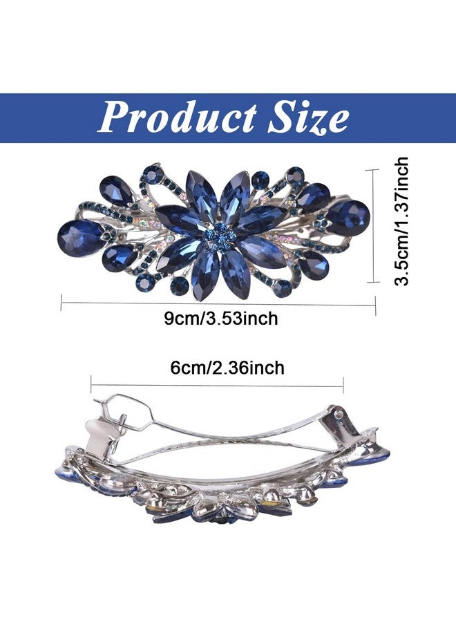 ماي كرييت مشابك شعر MAYCREATE للنساء، مشابك مركزية مزينة بأحجار الراين، مشابك شعر أنيقة ربيعية، مشابك شعر خلفية، لون أزرق - Image 2