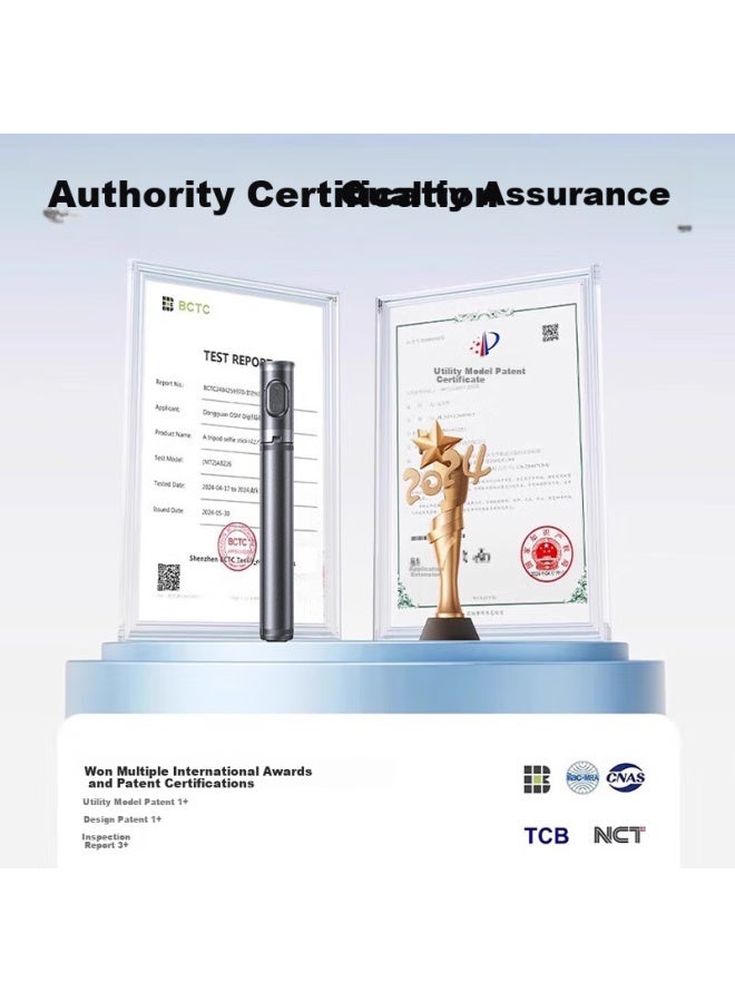 Lingchen Selfie Stick Tripod Stand Floor Stand Retractable Portable Travel Selfie Artifact 360 Degree Rotation Anti-Shake Axis Ptz Multi-Function Photo Handle 1.7M - Image 3