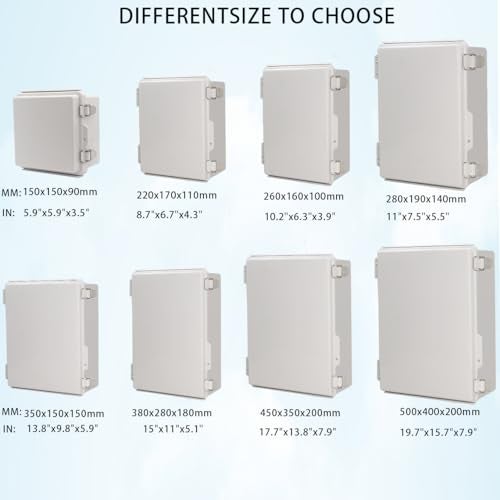 Zulkit Junction Box,IP67 Waterproof Electrical Box Hinged Cover Stainless Steel Latch Plastic Enclosure for Project with Mounting Plate Wall Bracket and 2 Cable Gland Grey 5.9"x5.9"x3.5"(150x150x90mm) - Image 3