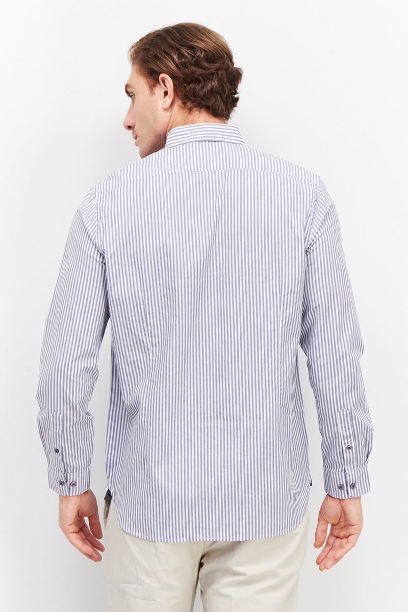 william rast قميص رجالي عادي بأكمام طويلة مخطط، لافندر - Image 4