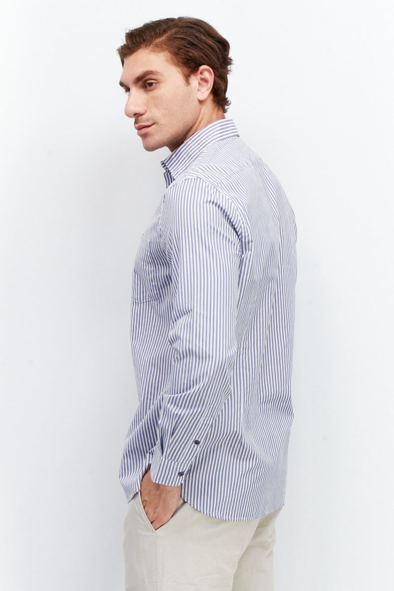 william rast قميص رجالي عادي بأكمام طويلة مخطط، لافندر - Image 2