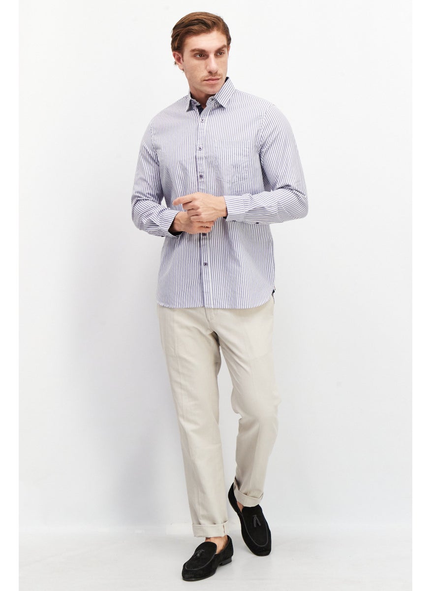 Men Regular Fit Stripes Long Sleeves Casual Shirt, Lavender - pzsku/Z70E0065B5099FA2ACD24Z/45/_/1737642319/ac85a47f-2a86-4489-93dd-996b77c9a2c3