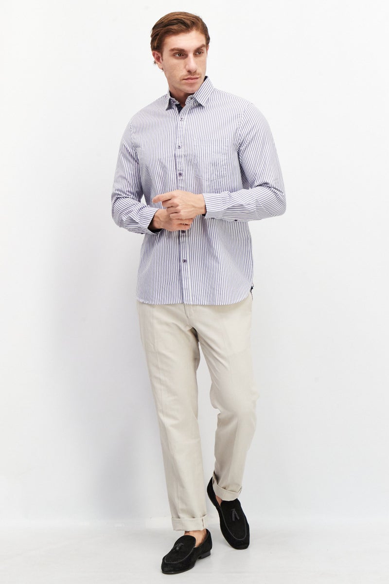 william rast قميص رجالي عادي بأكمام طويلة مخطط، لافندر - Image 3