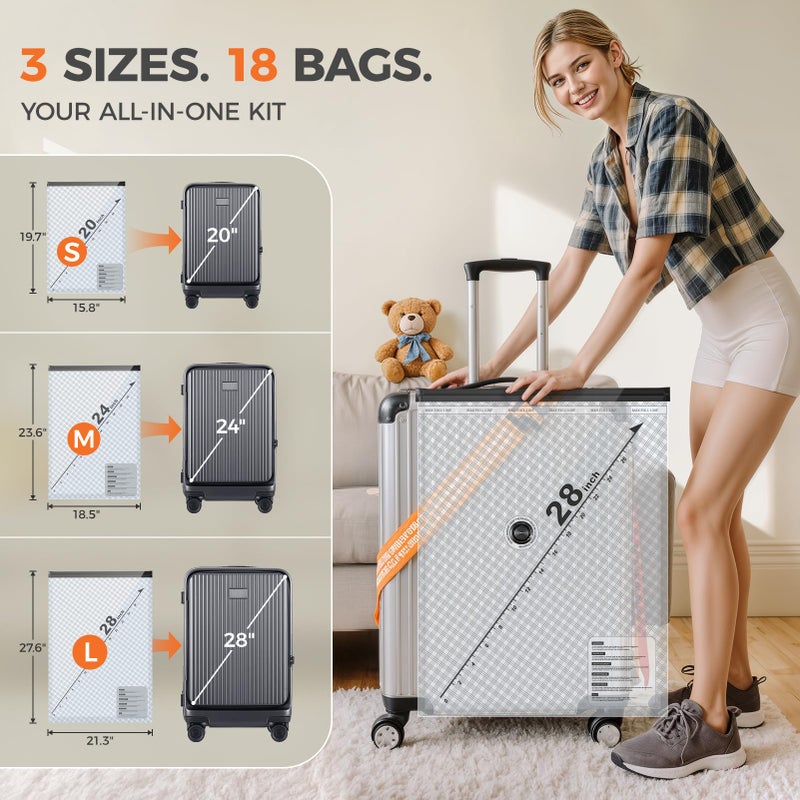 Nicetree 18-Pack Vacuum Seal Bags with Rechargeable Wireless Pump | 3 Sizes (20/24/28 Inch) Travel Vacuum Storage Bags for Clothing, Bedding & Seasonal Storage | Space Saver for Luggage - Image 4