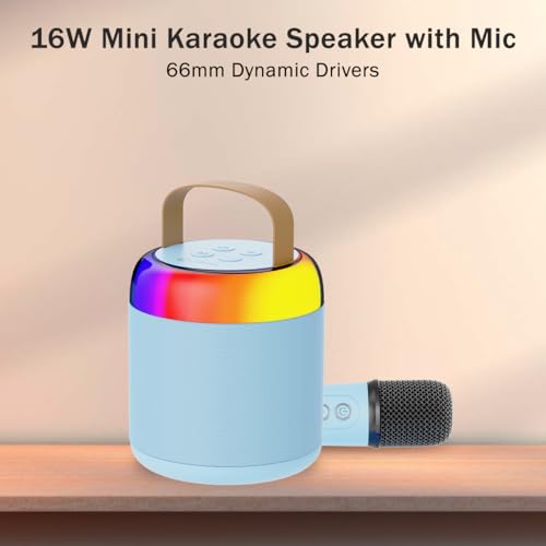 pTron Newly Launched Fusion Bliss 16W Bluetooth Speaker with Wireless Karaoke Mic, 6Hrs Playtime, Vibrant RGB Lights, Voice Effects, Multi-Play Modes BT5.3/TF Card & Type-C Charging Port (Blue) - Image 3