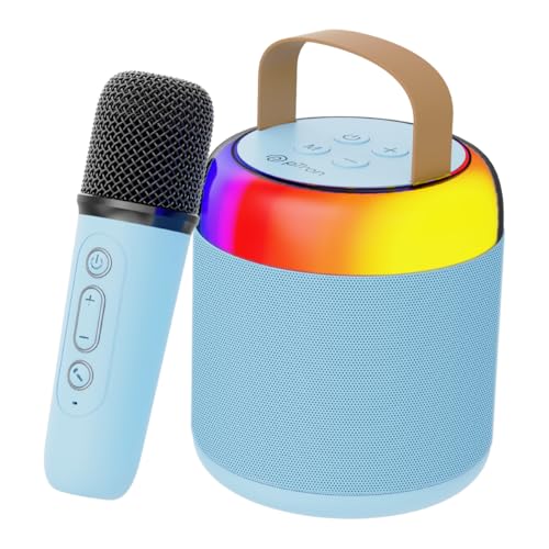 pTron Newly Launched Fusion Bliss 16W Bluetooth Speaker with Wireless Karaoke Mic, 6Hrs Playtime, Vibrant RGB Lights, Voice Effects, Multi-Play Modes BT5.3/TF Card & Type-C Charging Port (Blue) - Image 1