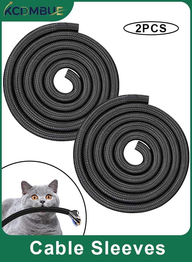 KCDMBUE 2 Pack Braided Cable Sleeves, 50m × 1.9cm Split Wire Loom Tubing, Flexible PET Cord Organizer, Heat Resistant & Pet Proof Cable Protector for Home, Office & Car Use - Image 1