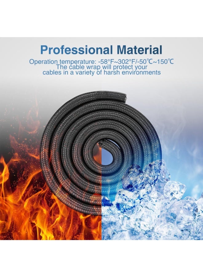 KCDMBUE 2 Pack Braided Cable Sleeves, 50m × 1.9cm Split Wire Loom Tubing, Flexible PET Cord Organizer, Heat Resistant & Pet Proof Cable Protector for Home, Office & Car Use - Image 4