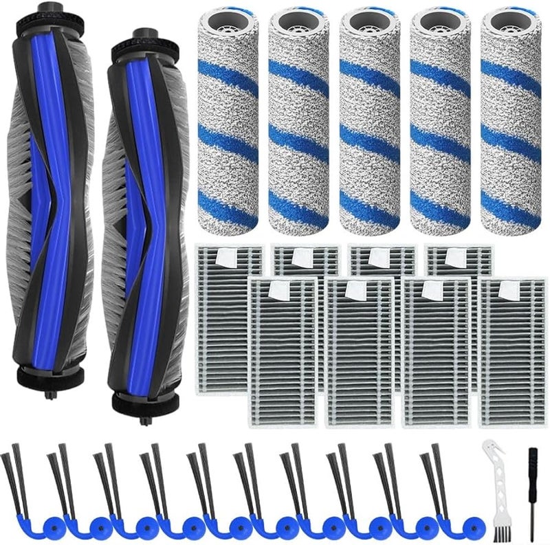 Replacement Parts Kit B For ECOVACS Deebot X11 Omni X11 Pro Includes Mopping Rollers Side Brushes HEPA Filters - Image 2