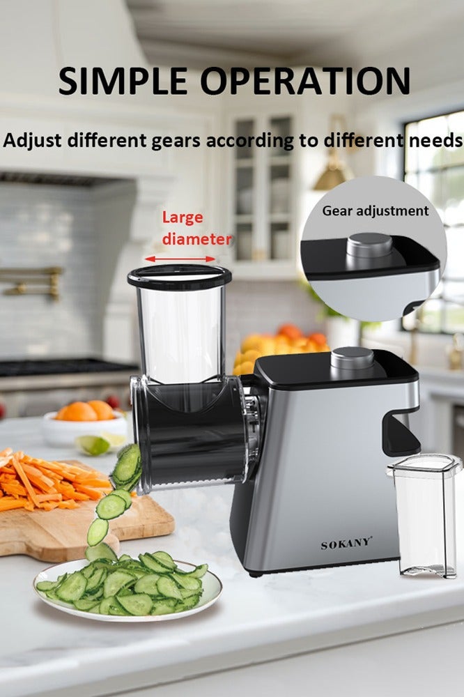 sokany Electric Cheese Grater,1500W Meat Grinder & juicer, 8 in 1Multifunction Kitchen Grater with 4 Shredder Slicer Blades & Grinding Plates,Sausage Maker & Kubbe Kit,Tomato Juicing Kits,for Home Kitchen & Commercial Using,1500W SK-06038 - Image 4