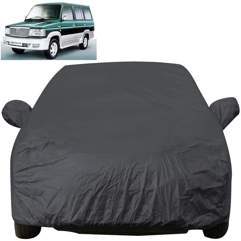 Autofact Car Body Cover with Mirror Pockets Compatible for Toyota Qualis (Triple Stitched, Bottom Fully Elastic, Dark Grey) - Image 1