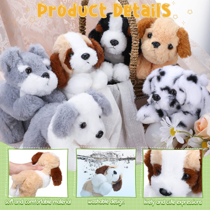 Harrycle 6 Pcs 8 Inch Stuffed Animal Plush Dog Puppy Soft Plush Pillow Toy Fluffy Puppy Set for Kids Girls Dog Theme Party Favor Birthday Baby Room Home Decor (Mixed Color,Mixed) - Image 3