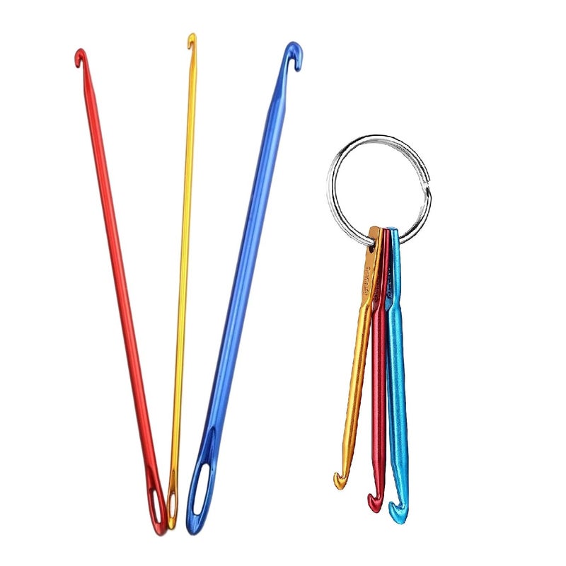 Zuoyou Crochet Hook Kit with Mini Keychain Crochet Hook, Aluminum Tunisian Afghan Crochet Knitting Needle with Eye - Image 1