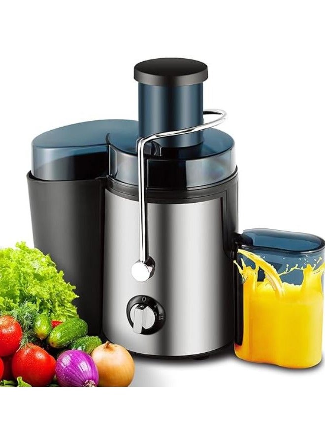سيلفر كريست عصارة طرد مركزي من الفولاذ المقاوم للصدأ بقوة 800 وات (خالية من مادة BPA)، عصارة لعصر الفواكه والخضروات - فتحة تغذية بعرض 65 مم، وضع سرعة مزدوج مثالي للاستخدام الداخلي والخارجي (فضي) - Image 1