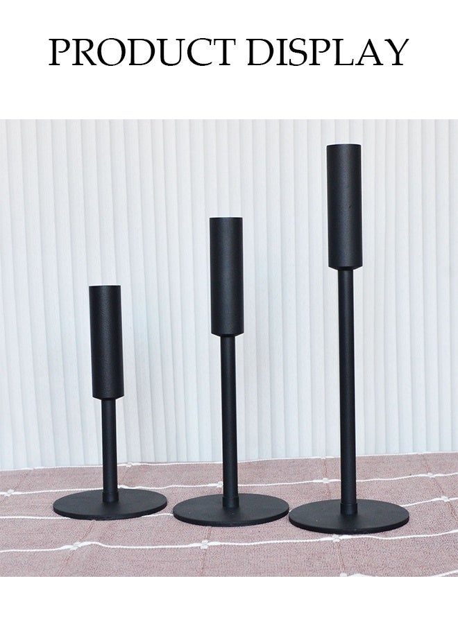 DUNISO 3 Pcs Candle Holders，Cone Shaped Single Head Candle Holder，Stable Structure，Used for Weddings, Dinners, Parties, and Home Decor,Matte Black  - Image 4