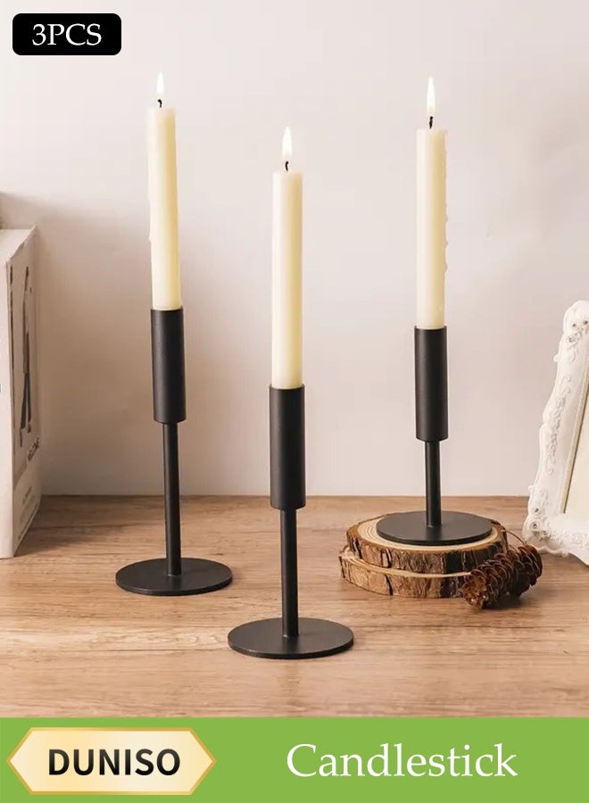 DUNISO 3 Pcs Candle Holders，Cone Shaped Single Head Candle Holder，Stable Structure，Used for Weddings, Dinners, Parties, and Home Decor,Matte Black  - Image 1